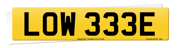 Registration number LOW 333E